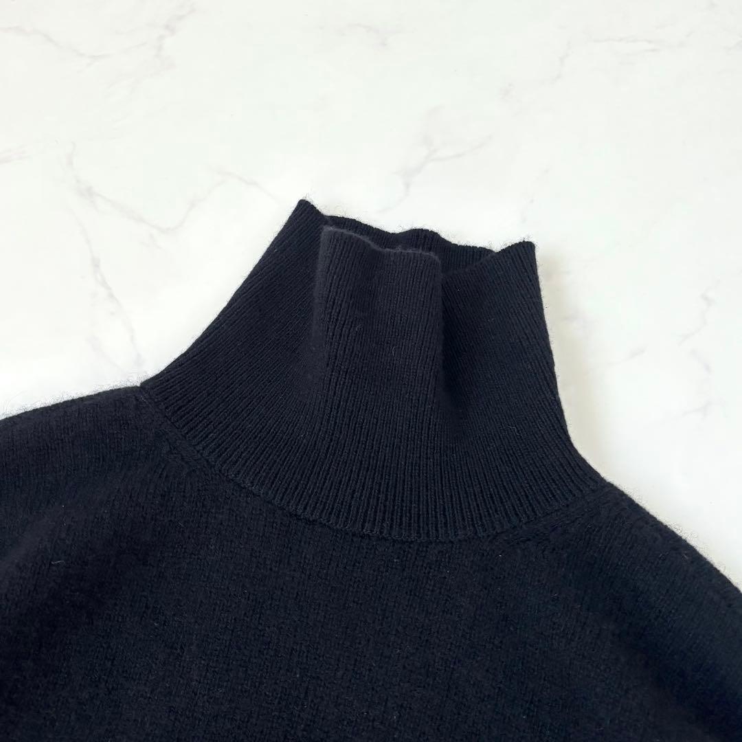 【美品 近年モデル】パパス カシミヤ100% タートルネックニット 黒 50 L