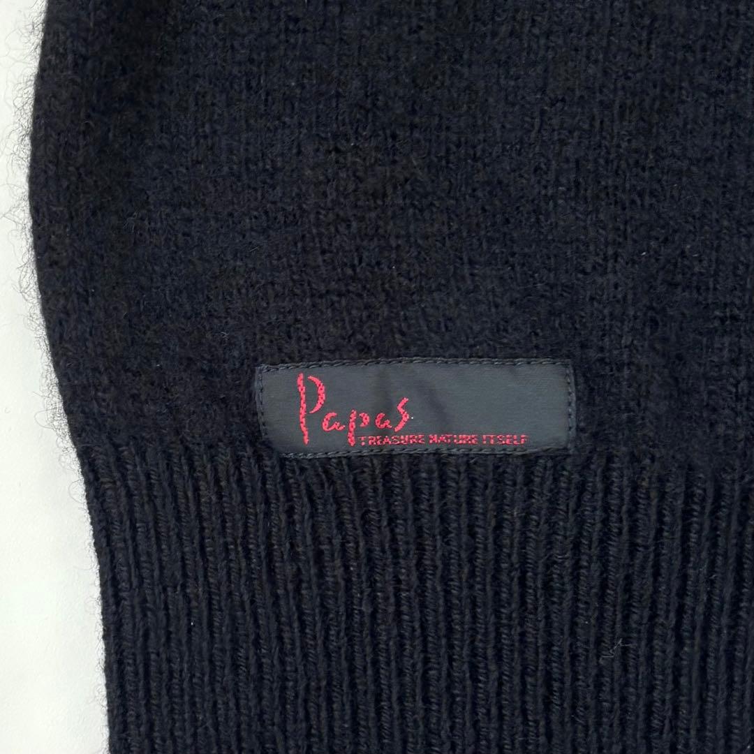 【美品 近年モデル】パパス カシミヤ100% タートルネックニット 黒 50 L