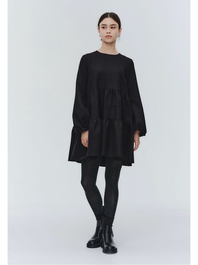 yoriヨリランダムティアードショートドレス完売ブラック黒ワンピース