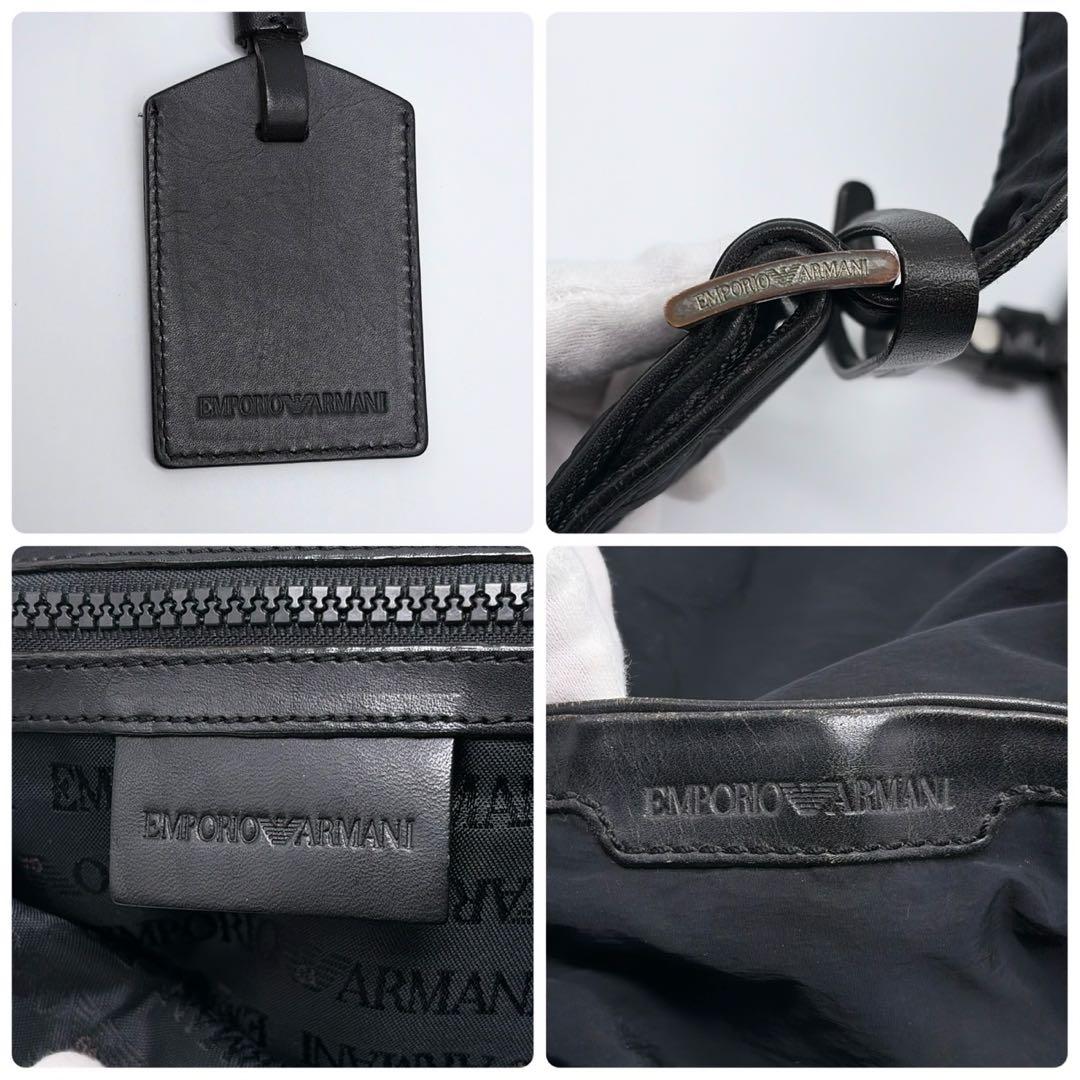 アルマーニ ショルダーバッグ メッセンジャーバッグ レザー ブラック