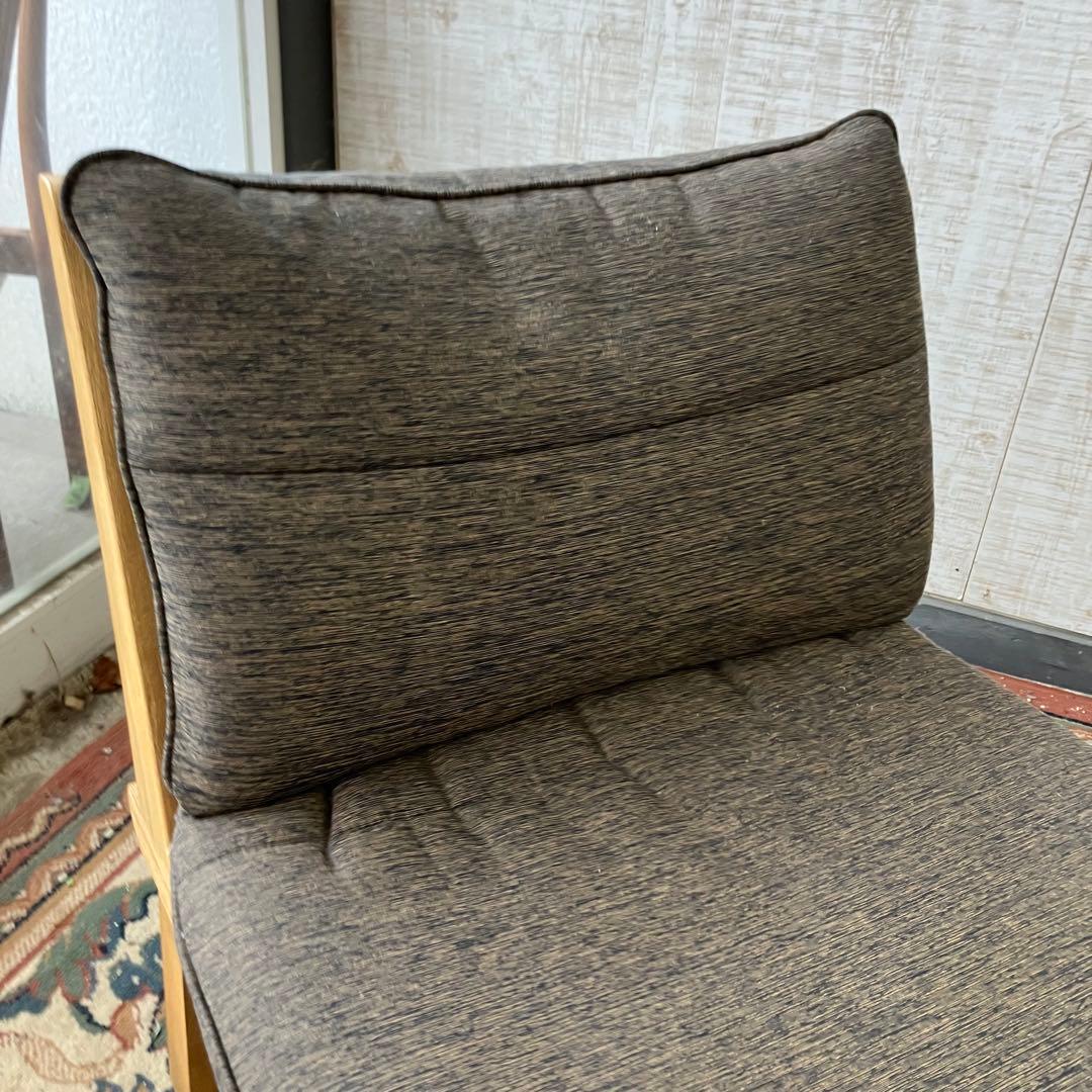 ① 北欧レトロ ミキモク 雅 木製フレーム アームレスチェア 一人掛けソファー