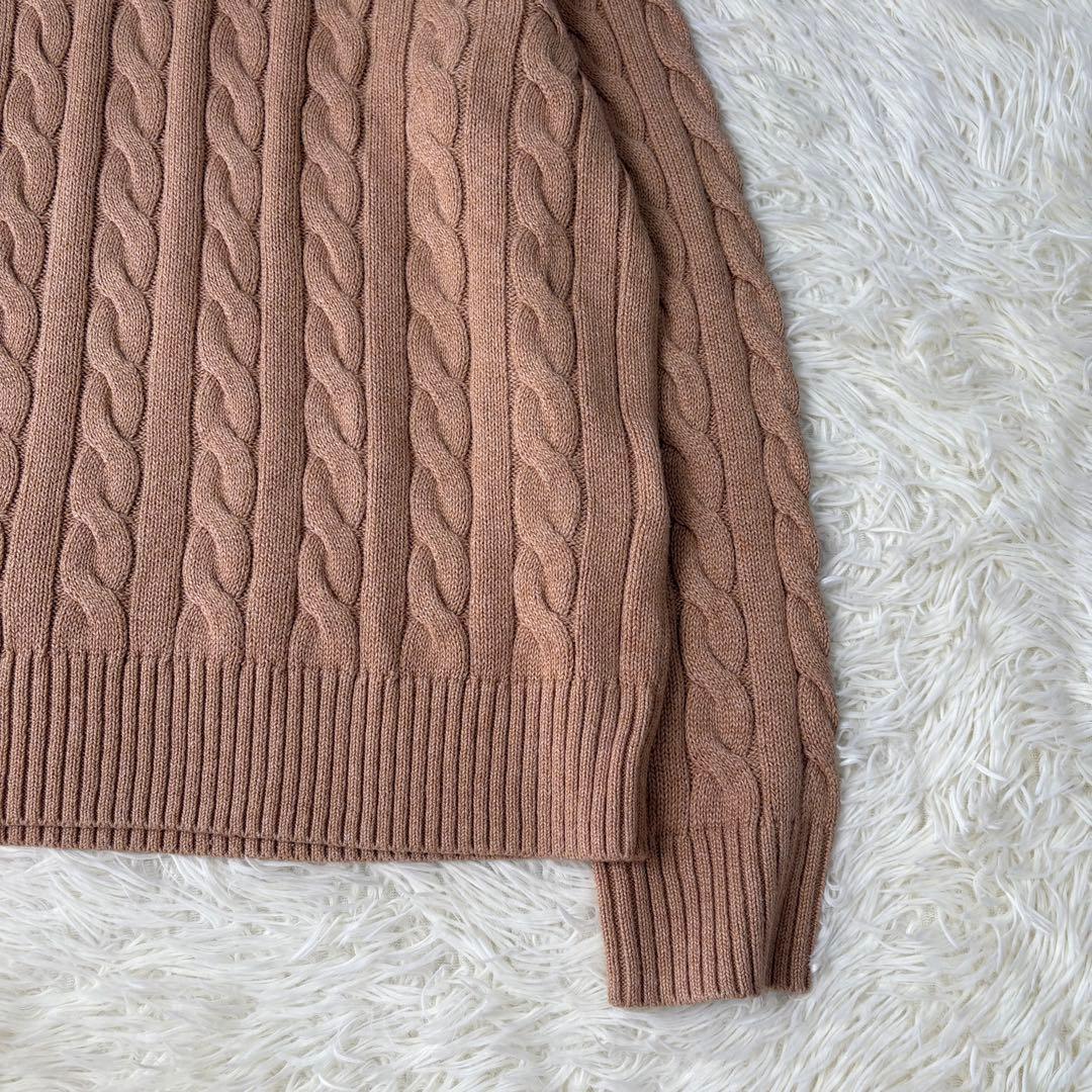 美品 ポロラルフローレン ハーフジップ ケーブルニット 現行 キャメル L