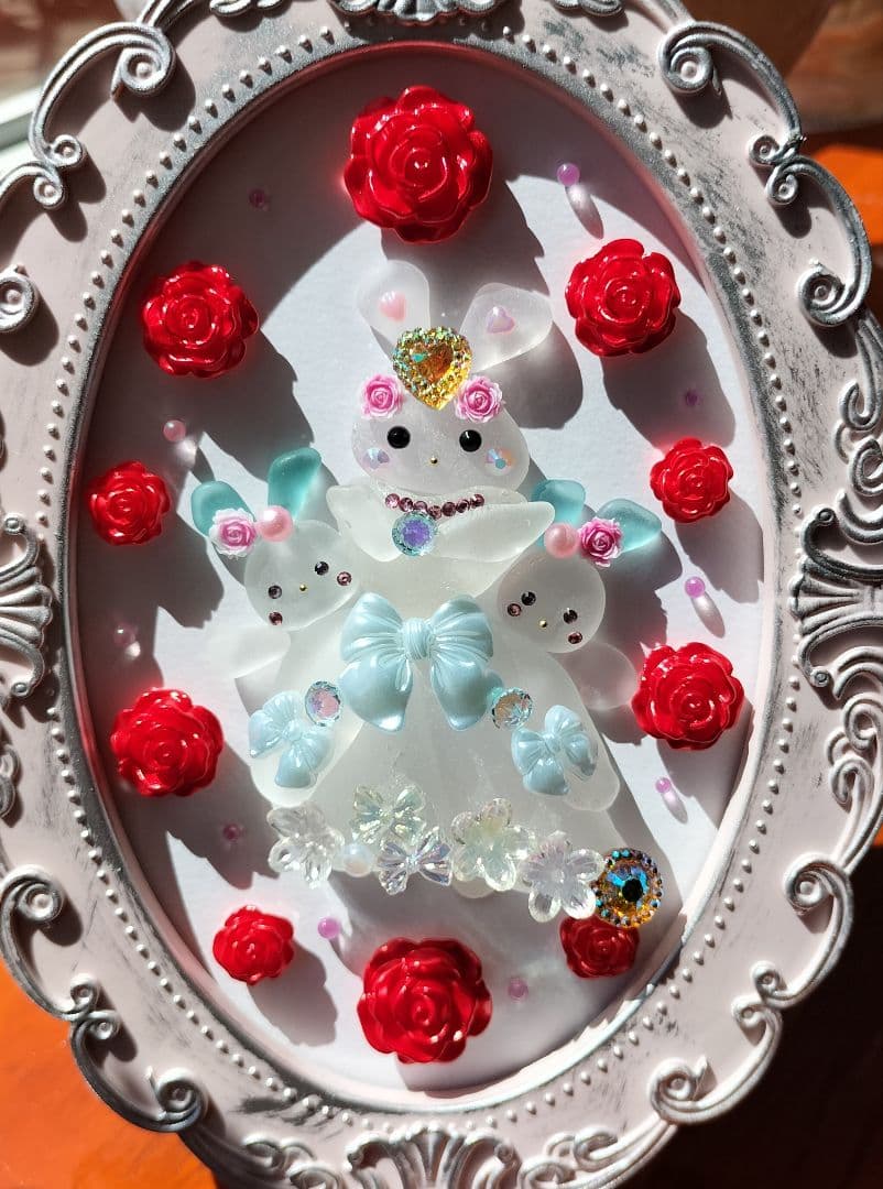❤️うさぎのお姫さま❤️赤い薔薇に囲まれて❤️シーグラスアート❤️