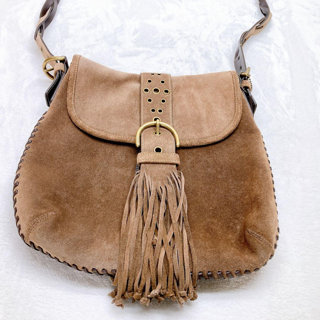 バッグ Coach Suede Signature Slim Flap y2k Rare