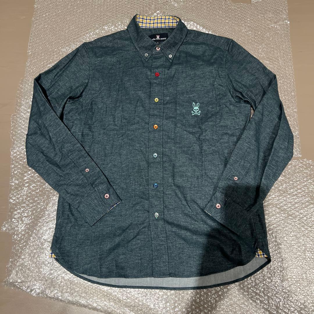 【美品】Psycho Bunny サイコバニー ストレッチネルシャツ XL