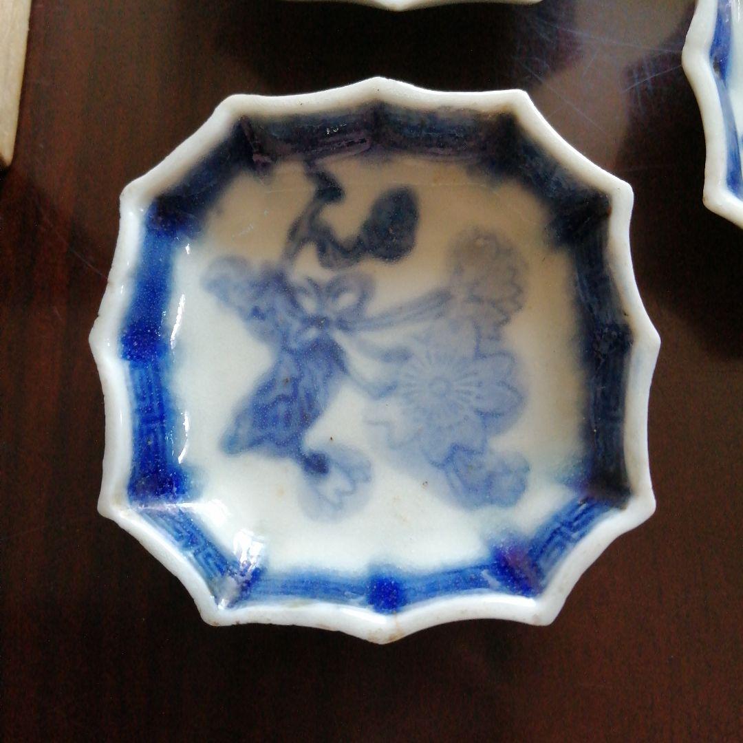 古伊万里　染付豆皿　5枚　6.5cm　江戸後期～明治期