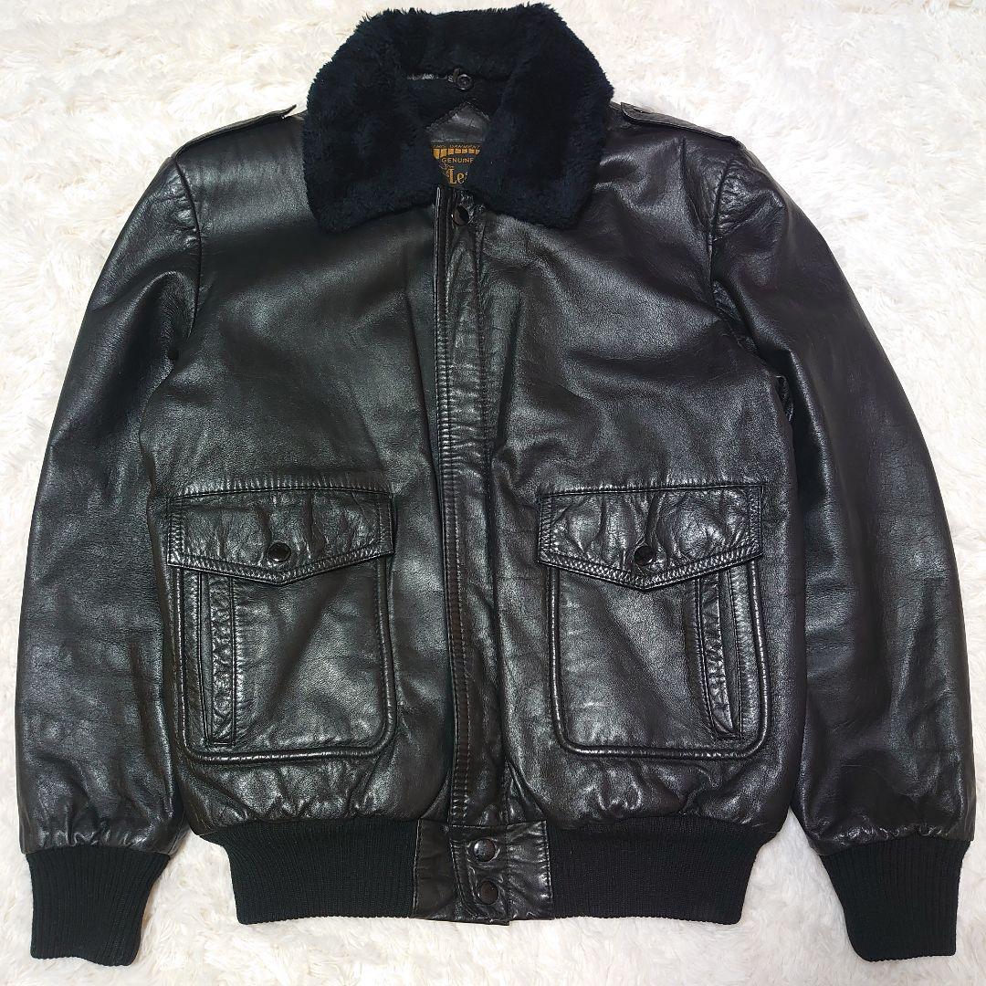 G-1 ミリタリー 牛革 フライトジャケット 襟ボア 裏地ボア