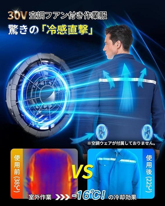 空調作業服 ファンバッテリーセット 【2025最強爆風 30V超高出力