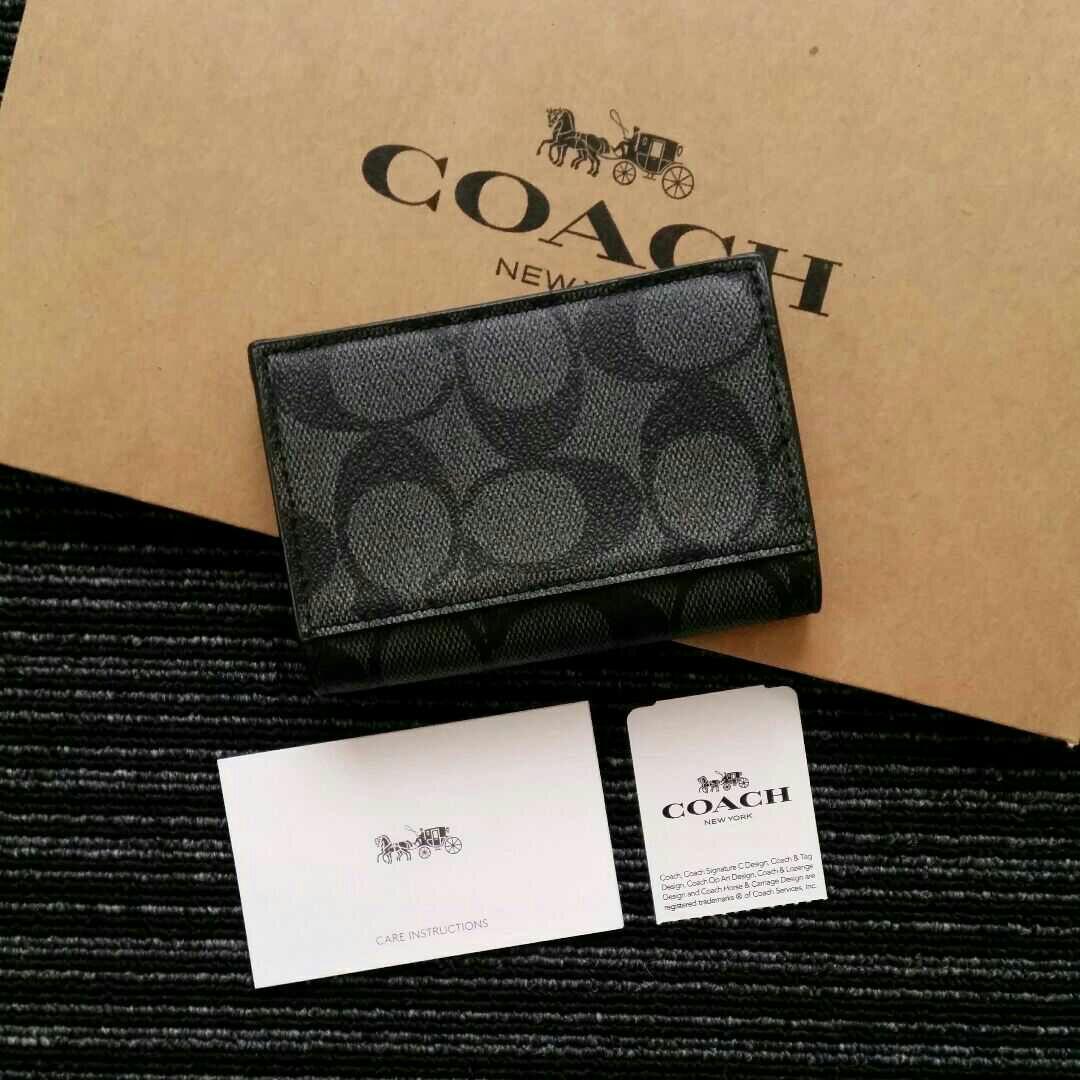 COACH 名刺入れ カードケース F12025 新品 チャコール×ブラック