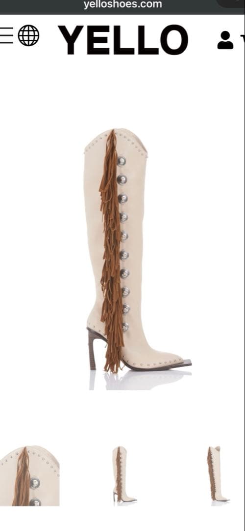 セール中！美品！YELLO イエロ　ロングウエスタンブーツ　フリンジブーツ