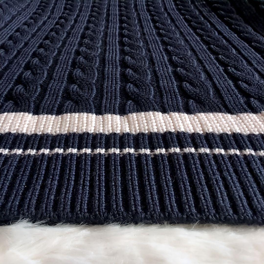 美品 バトナー シップス別注 肉厚ウール ケーブル チルデンニット ネイビー