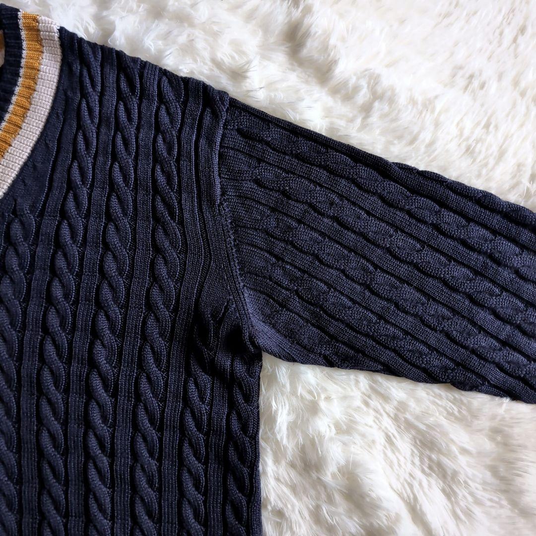 美品 バトナー シップス別注 肉厚ウール ケーブル チルデンニット ネイビー
