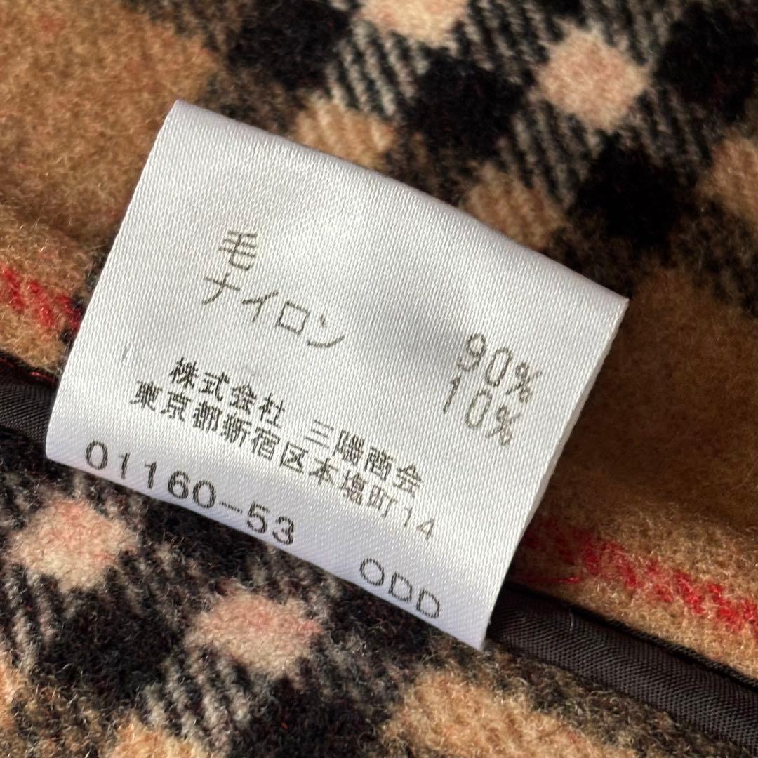 【美品】バーバリー　ウール　ダッフルコート　Ｌ　赤　ノバチェック