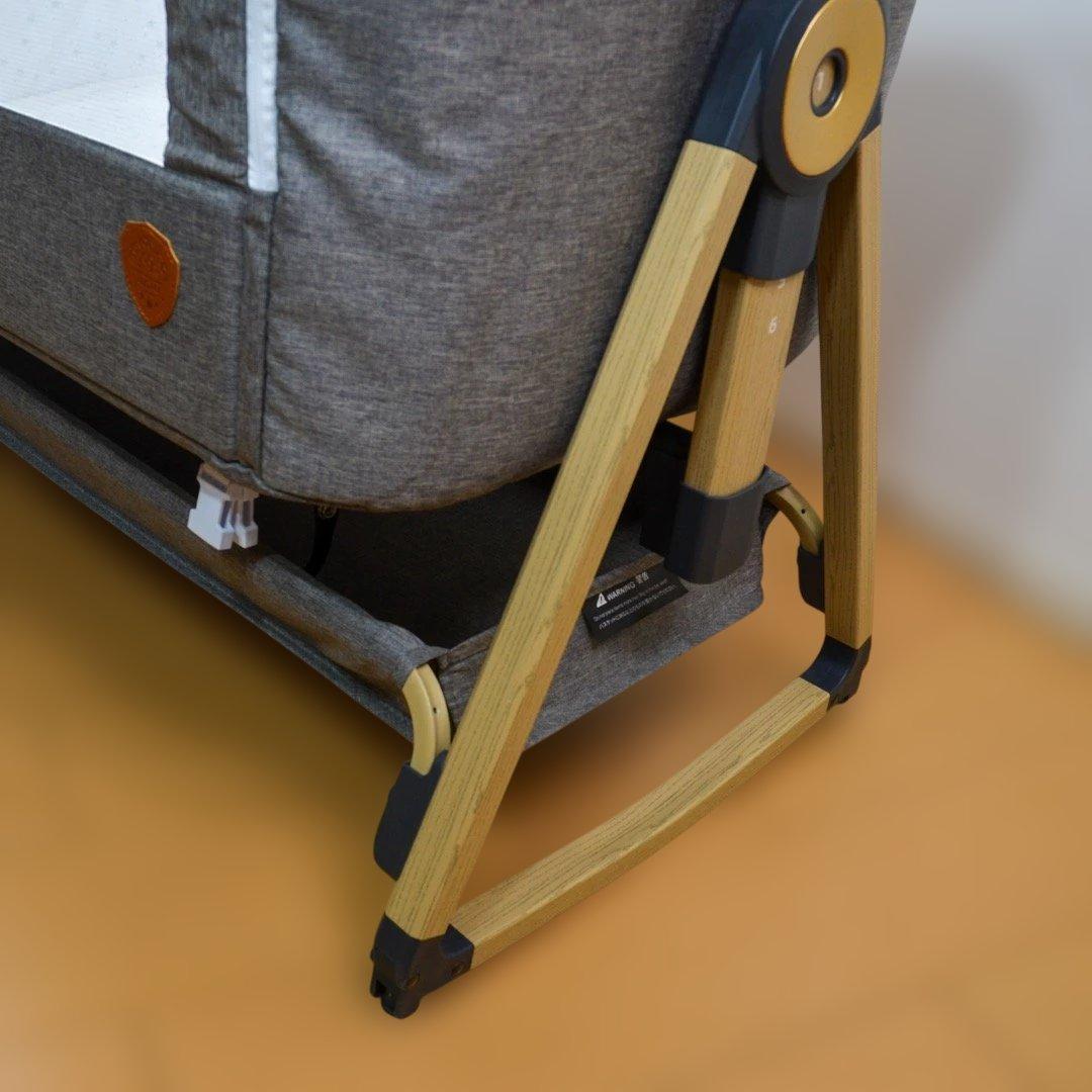 【美品】HZDMJベビーベッド添い寝折りたたみ ハイローベッドグレー