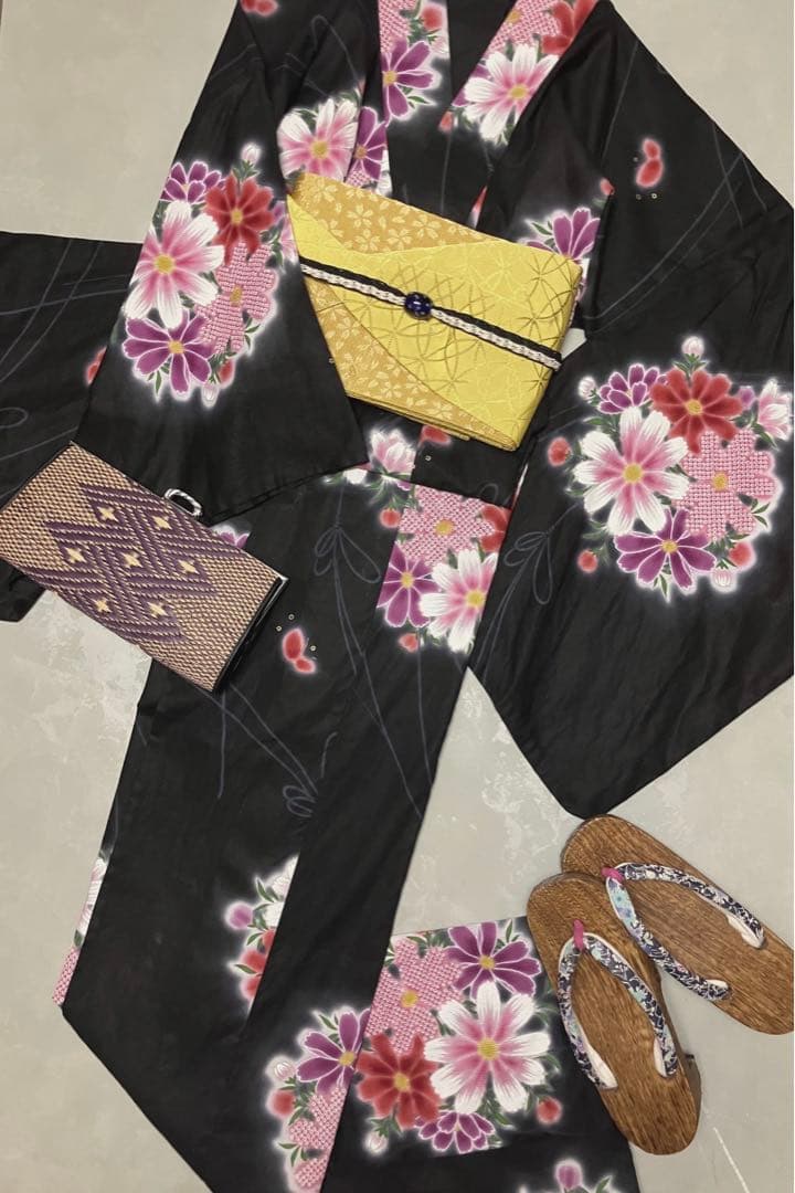 【NEW】Kansaiブランド浴衣 長身さんにおすすめ身丈165綺麗なコスモス柄