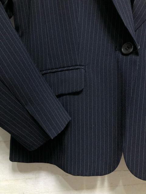新品☆17号LL♪紺ストライプ♪2パンツスーツ♪ビジネスパンツスーツ☆Q429