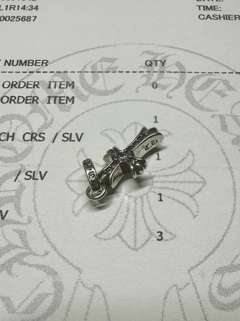 t*a様 クロムハーツ　クロス　ベビーファット　チャーム　シルバー925天然パヴ