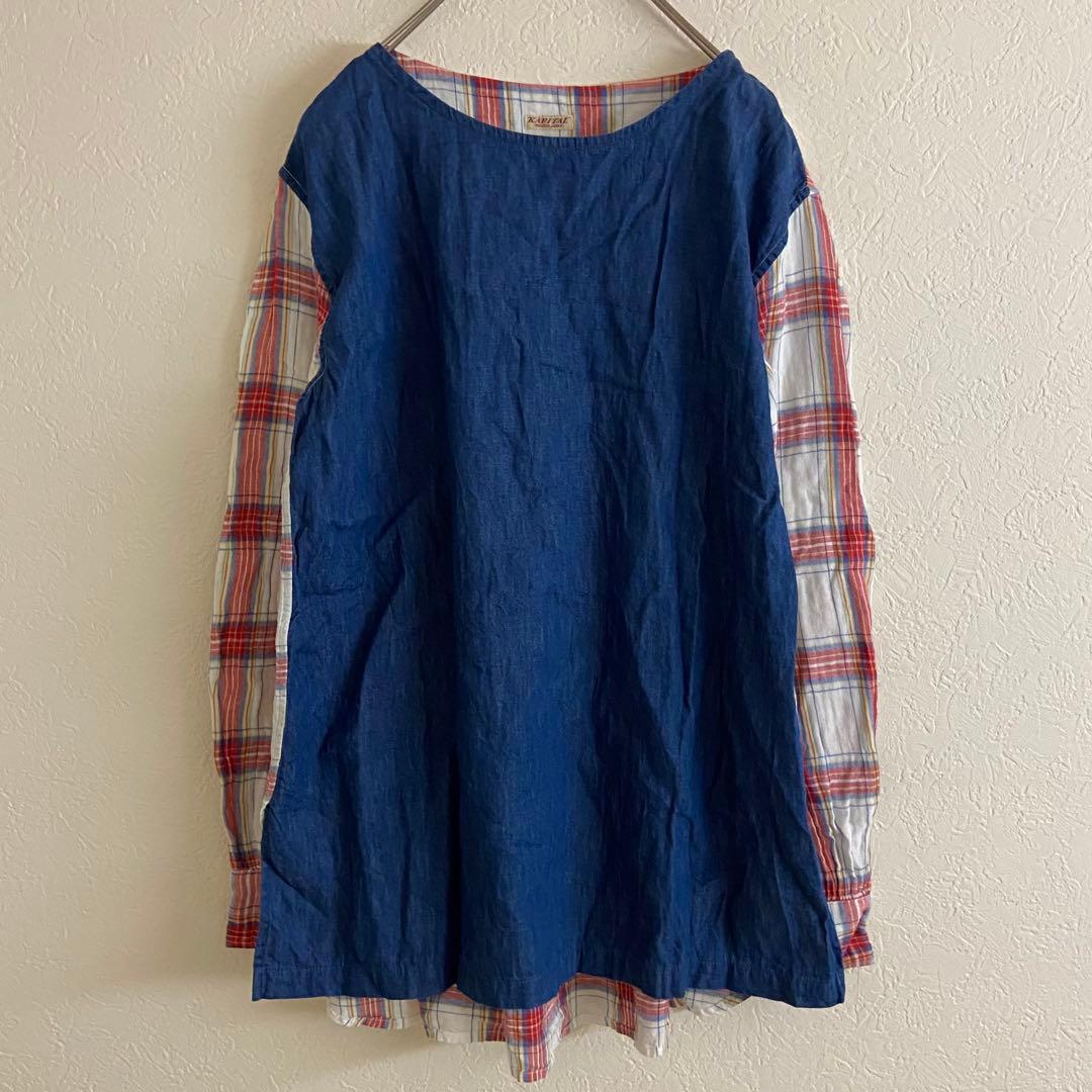 KAPITAL キャピタル チェック プルオーバー ギャザー シャツ