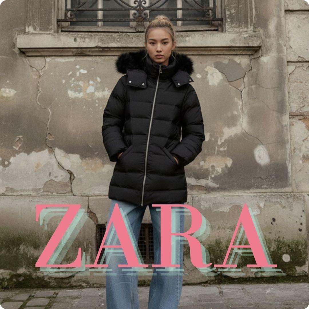 zara フード付きダウンジャケット