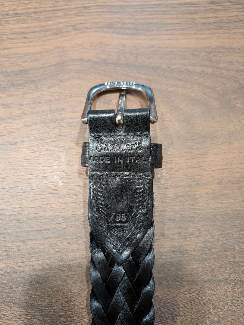 Saddler's サドラーズ ベルト メッシュ 幅3cm カーフ レザー 黒