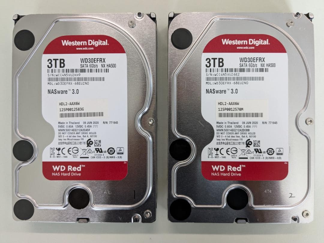 2台 WD Red 3TB I・O DATA NAS WD30EFRX　OS入り