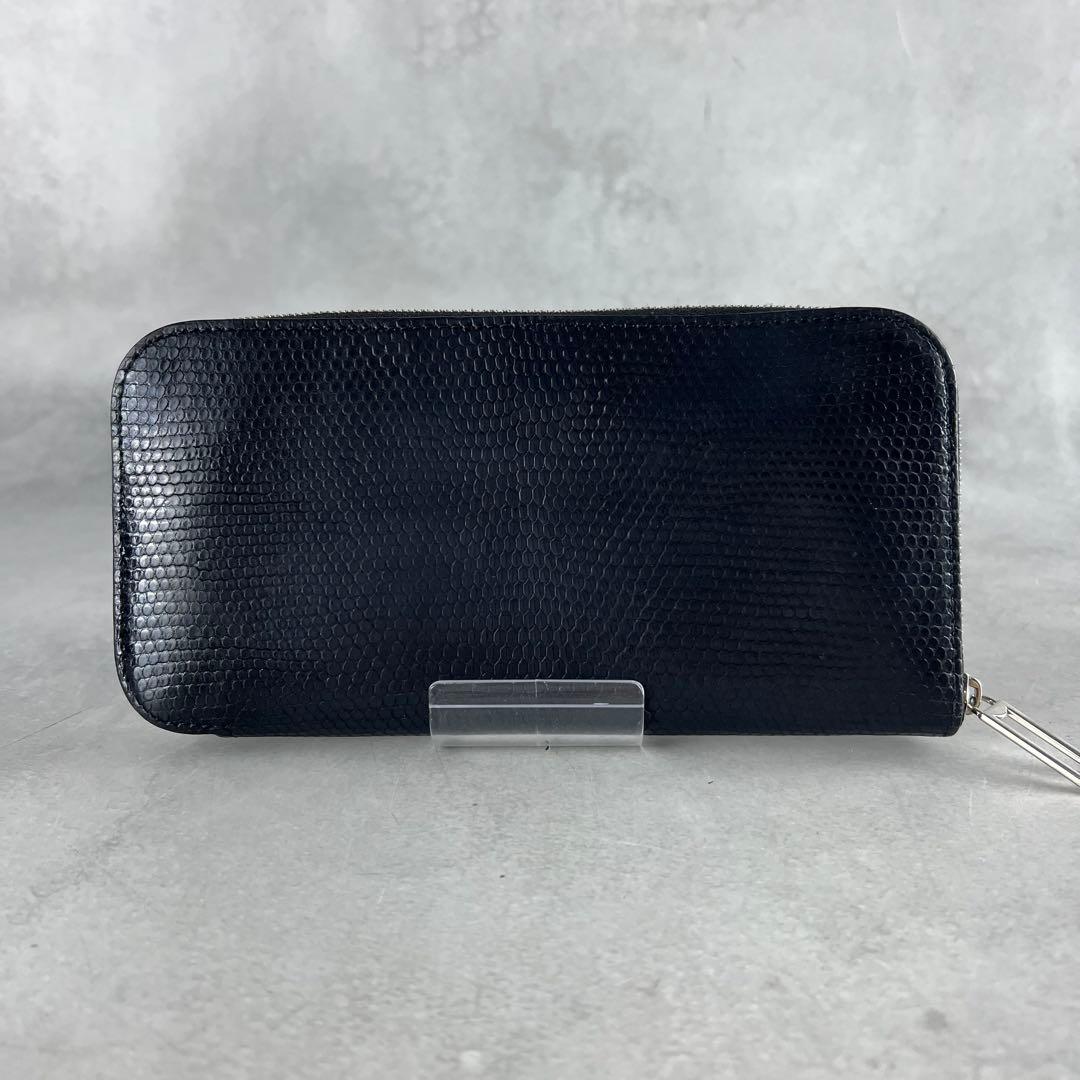 現行✨ カミーユフォルネ リザード 長財布 ラウンドファスナー レザー 黒色