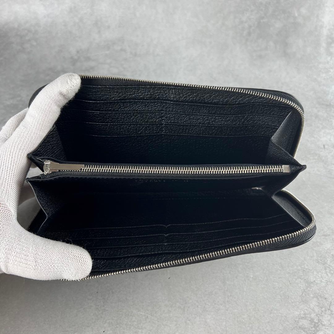 現行✨ カミーユフォルネ リザード 長財布 ラウンドファスナー レザー 黒色