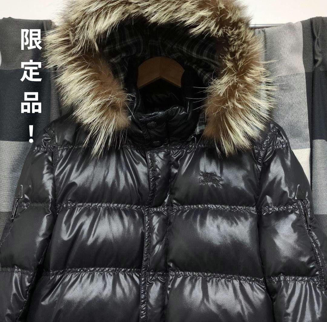 すこバーバリーブラックレーベル　シャイニーブラック！ロングダウンジャケット