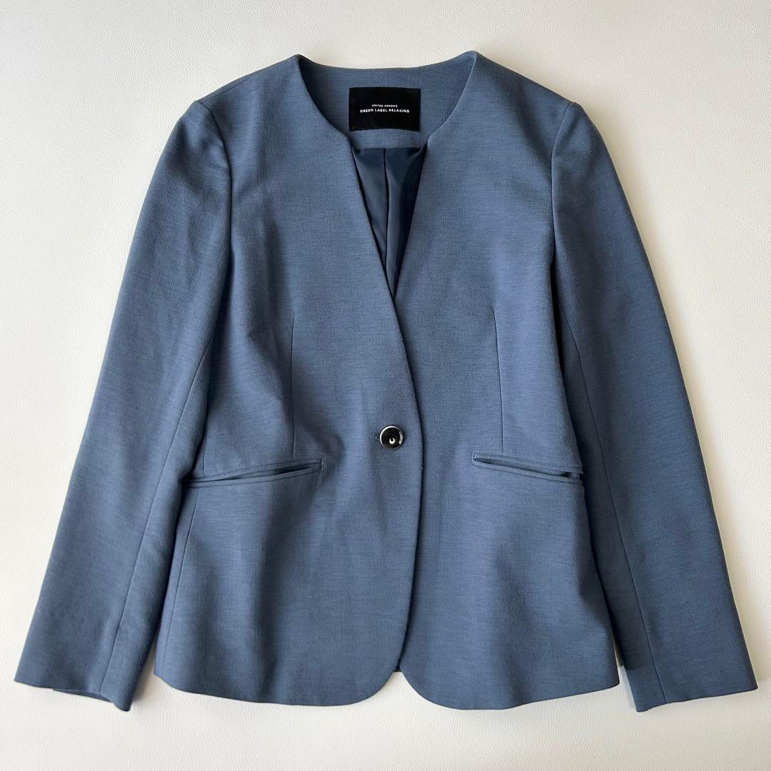 グリーンレーベル セットアップ スーツ ノーラペルジャケット ブルー 36