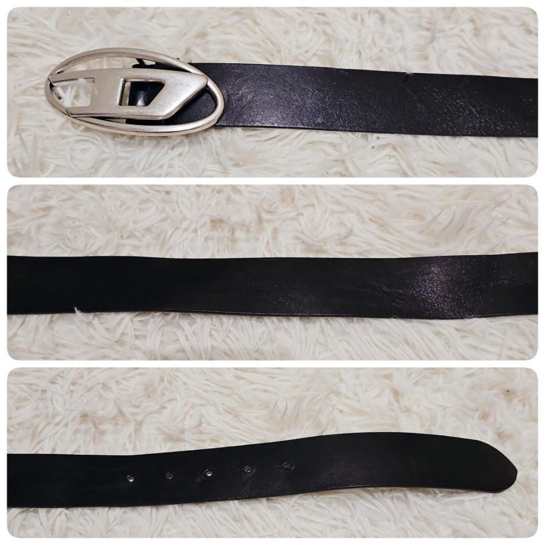 DIESEL カウレザーベルト 本革 ベルト 75/80デカロゴ 黒 30