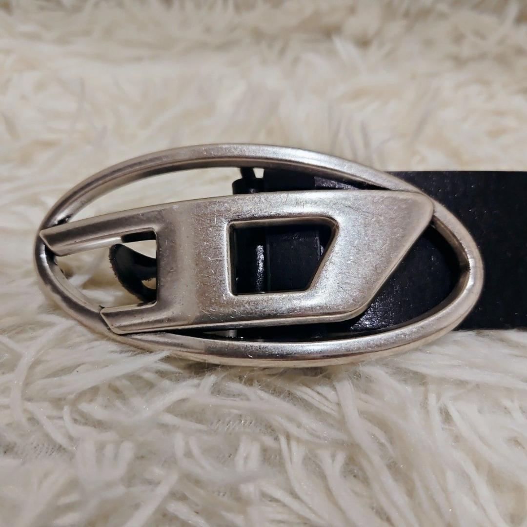 DIESEL カウレザーベルト 本革 ベルト 75/80デカロゴ 黒 30