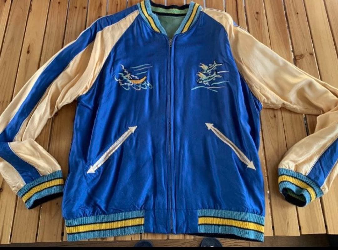 ハワイ刺繍スカジャン（青・緑）