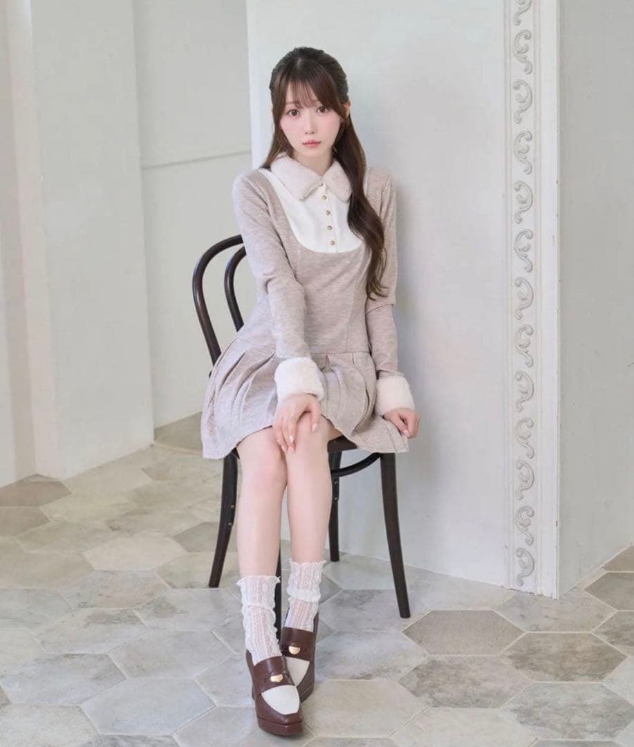 RoséMuse ロゼミューズ Knit sew pleated op M