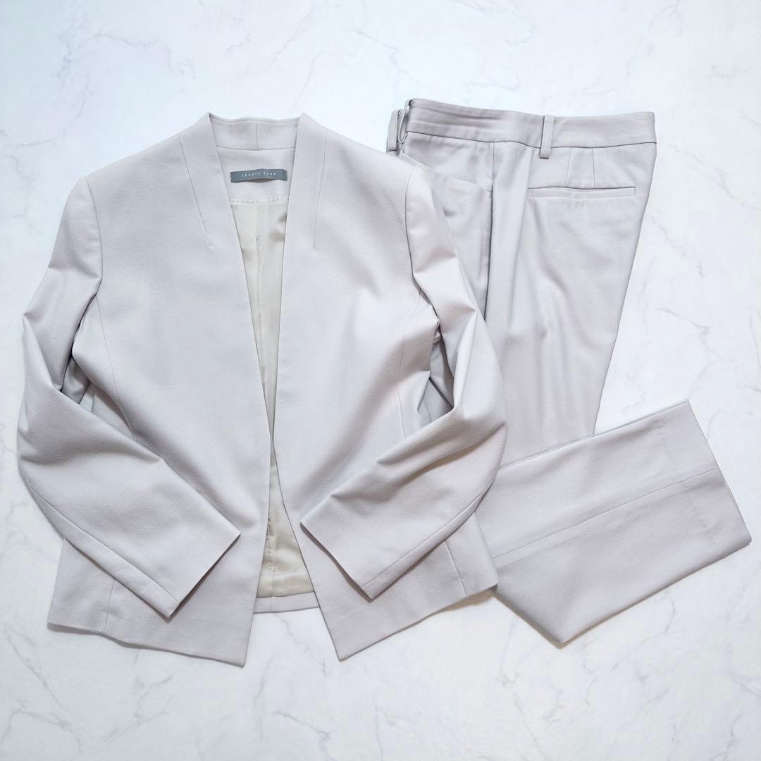 セオリーリュクス パンツスーツ SAXONY ノーカラー ストレッチ 42 40