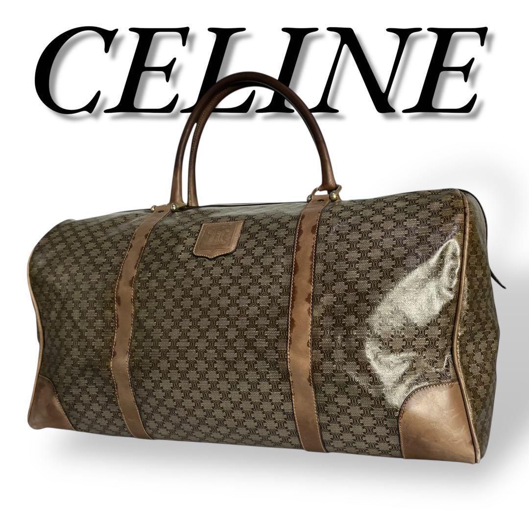 美品　CELINE 208 ボストンバッグ　トリオンフ　マカダム柄　総柄