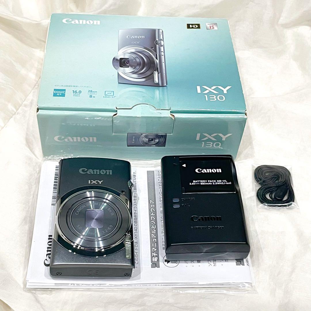 美品 CANON IXY130 グレー 動作確認済み バッテリー 充電器付属