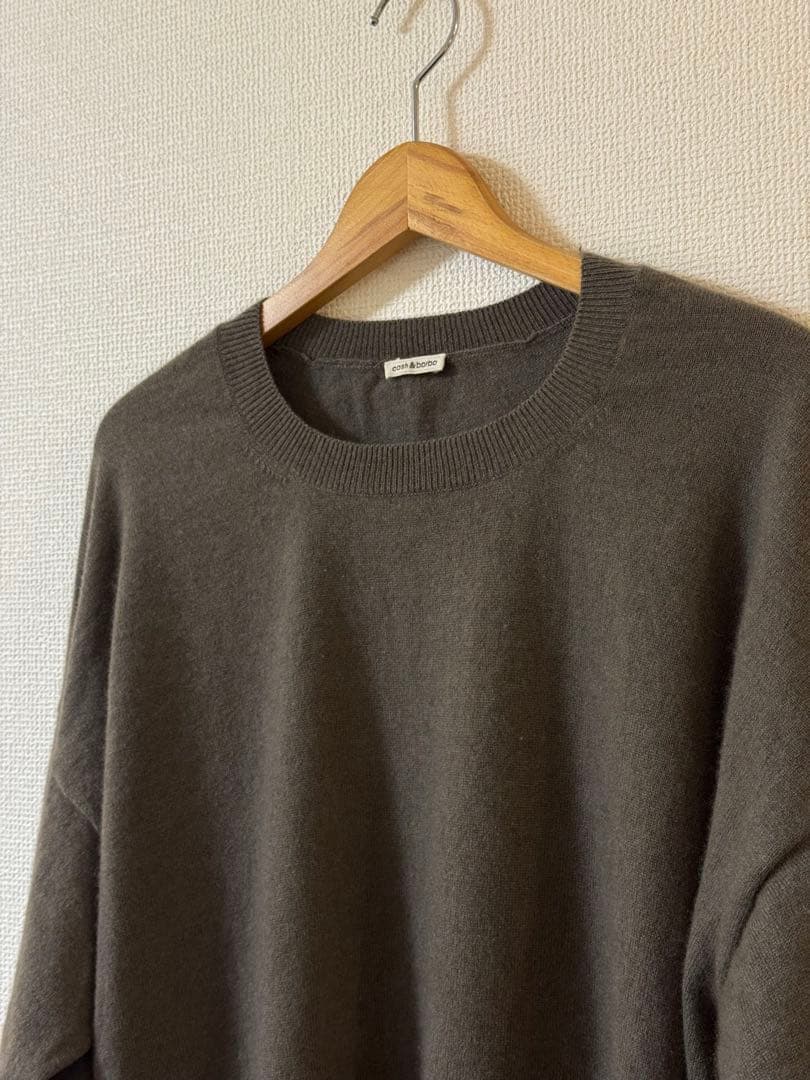 H*】様 cash & barba モンゴリアンカシミヤ エルボーパッチ クルー