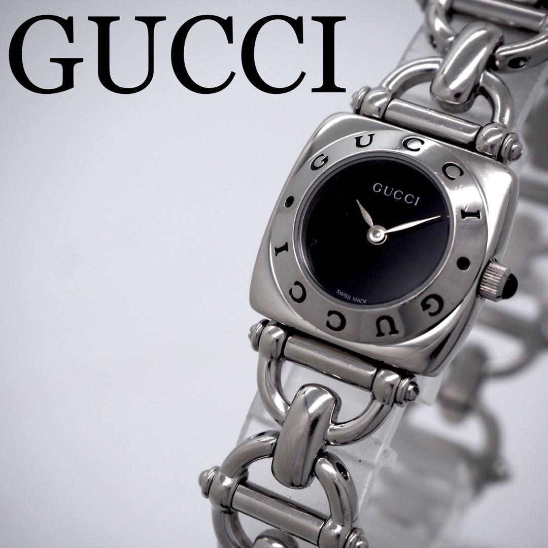 26【美品】GUCCI レディース 時計 シルバー ブラック 6400L