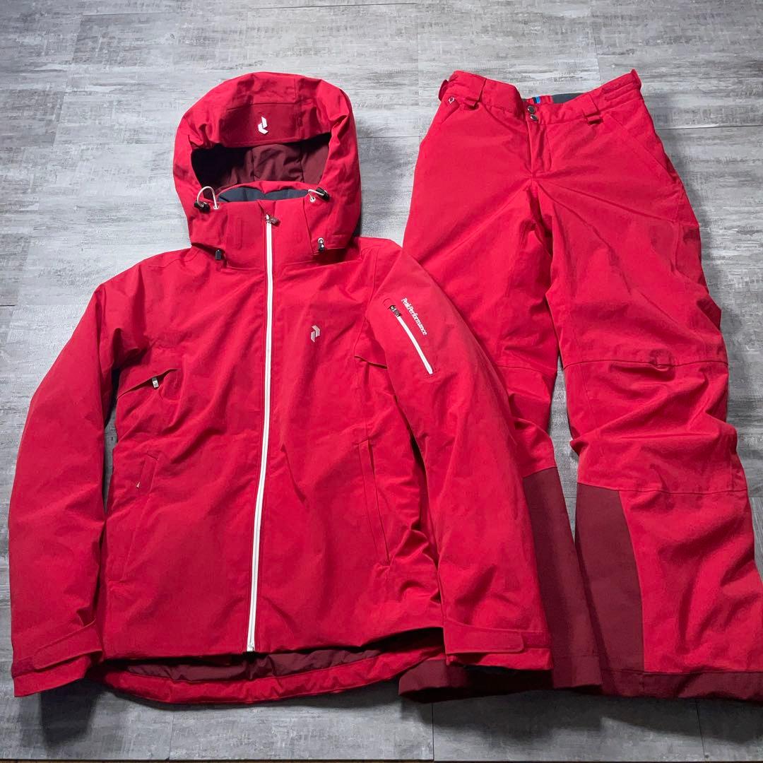 ピークパフォーマンス スキーウェア レディースS 赤 セットアップ 上下 山登り