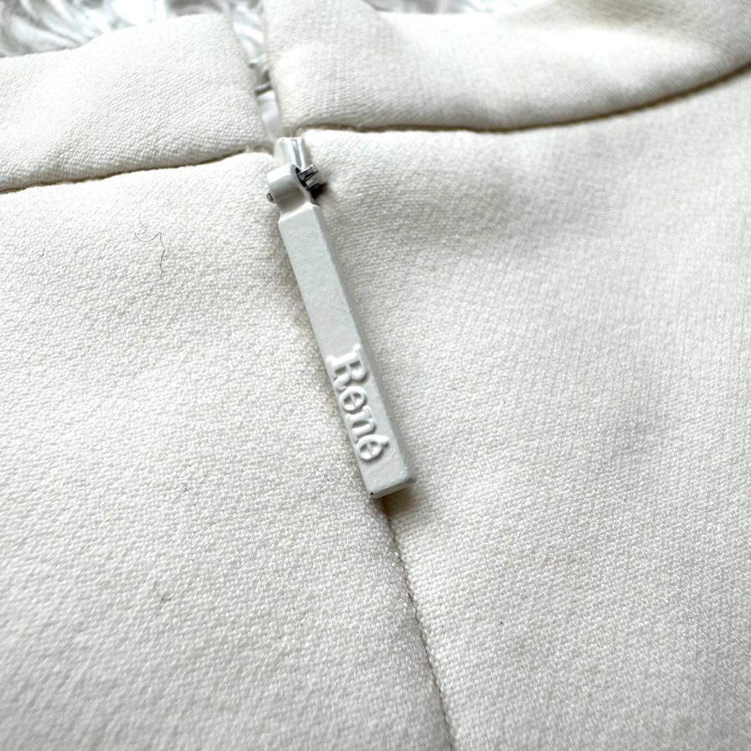 美品✨ルネ バイカラー ノースリーブ ボウタイ ワンピース フレア 白 黒 34