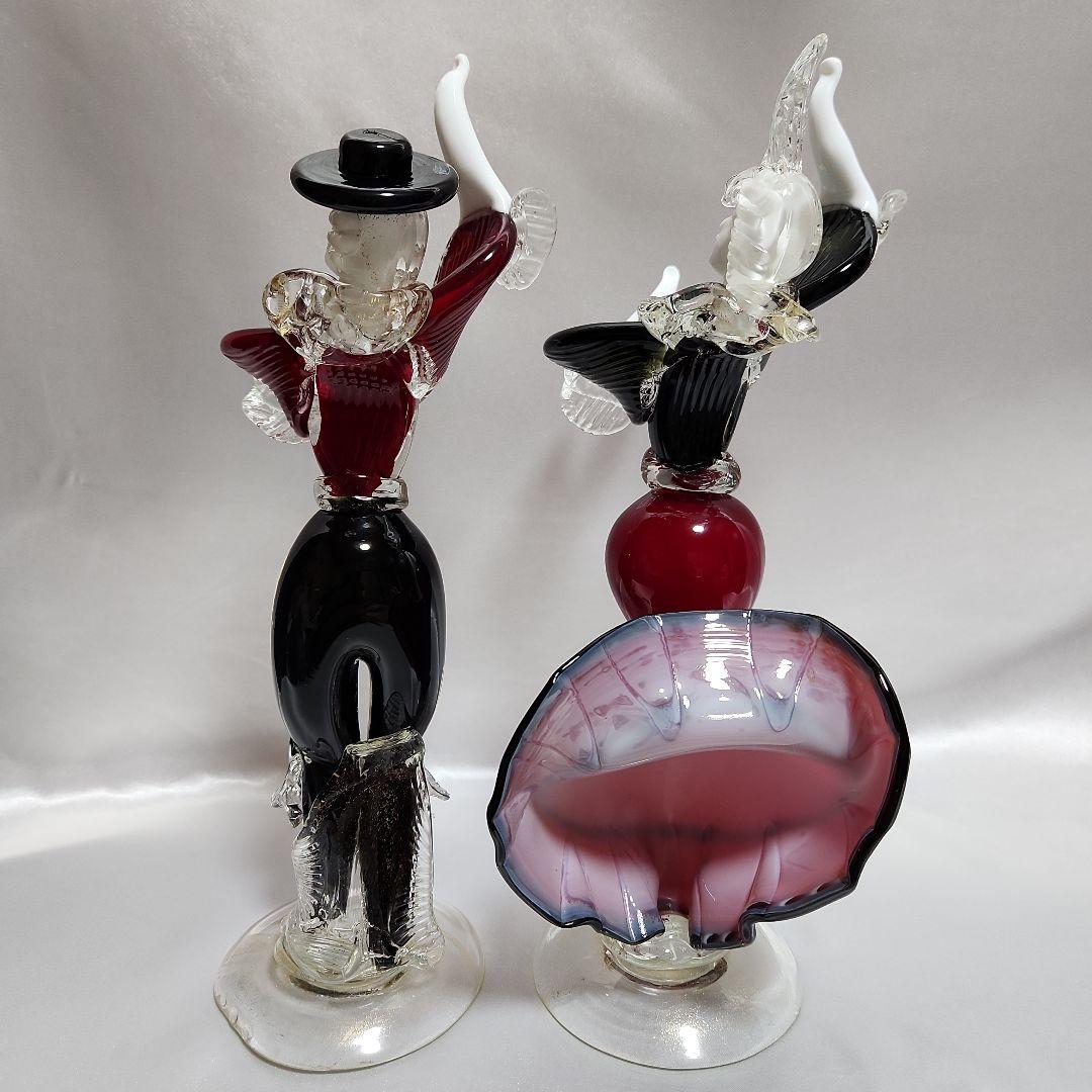 ま*ん様 ベネチアンガラス ペアドール ムラーノガラス ダンス イタリア 金彩