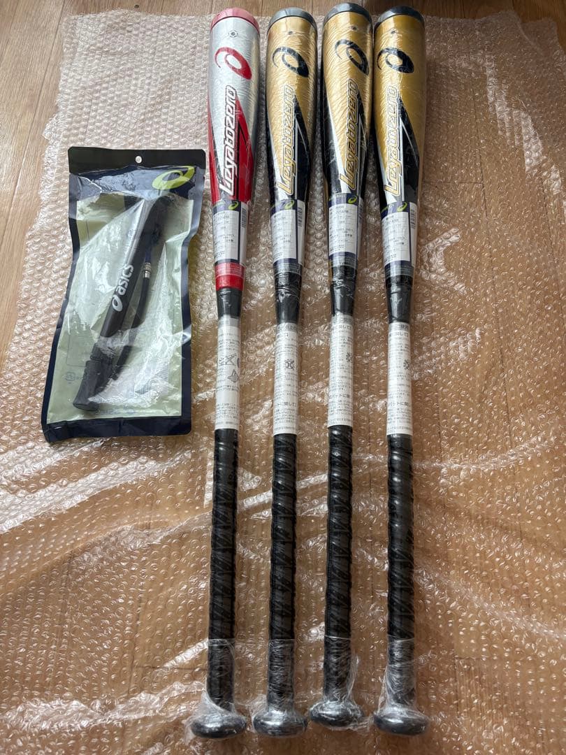 アシックス　軟式バット 4本セット　レガートゼロ　　ポンプ付き