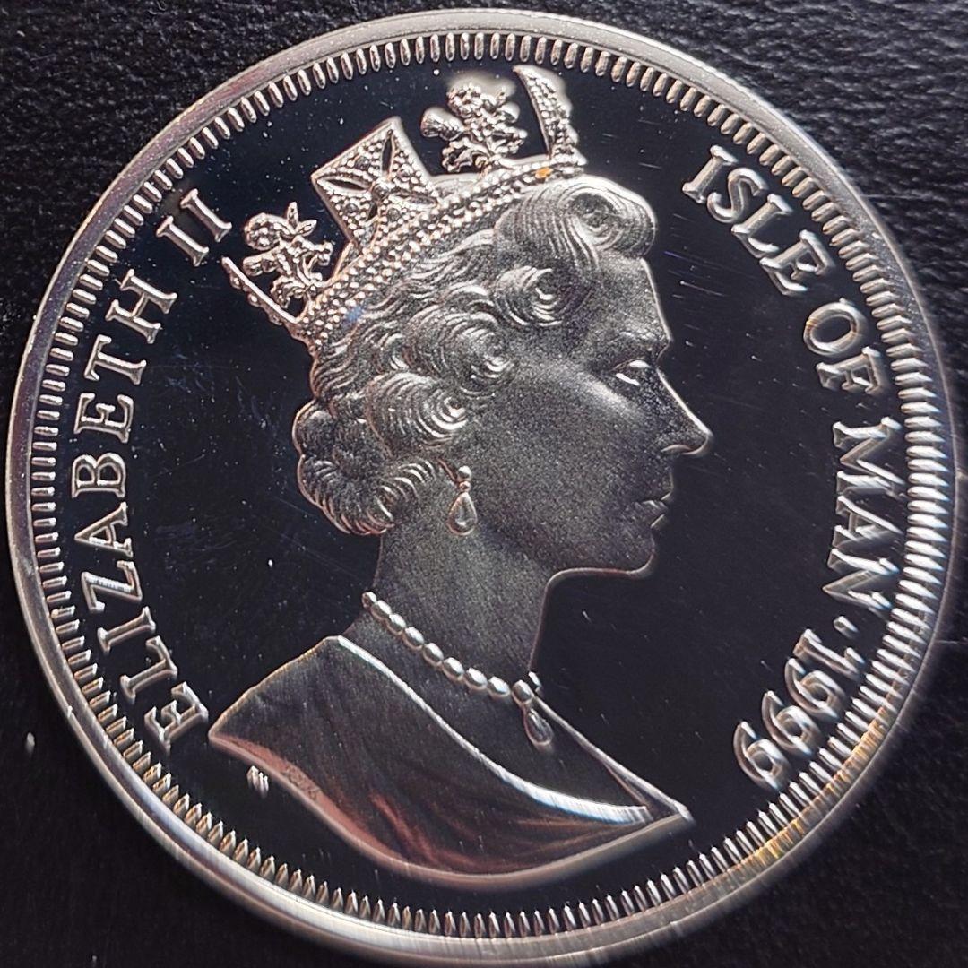 1999年 マン島銀貨 1クラウン アメリカ南北戦争記念銀貨 SV925 大型