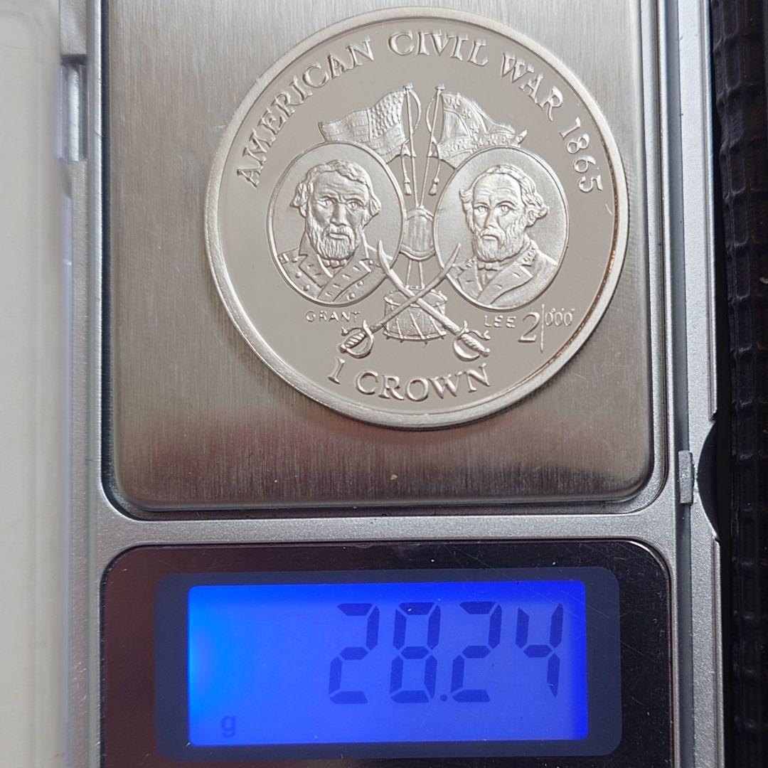 1999年 マン島銀貨 1クラウン アメリカ南北戦争記念銀貨 SV925 大型