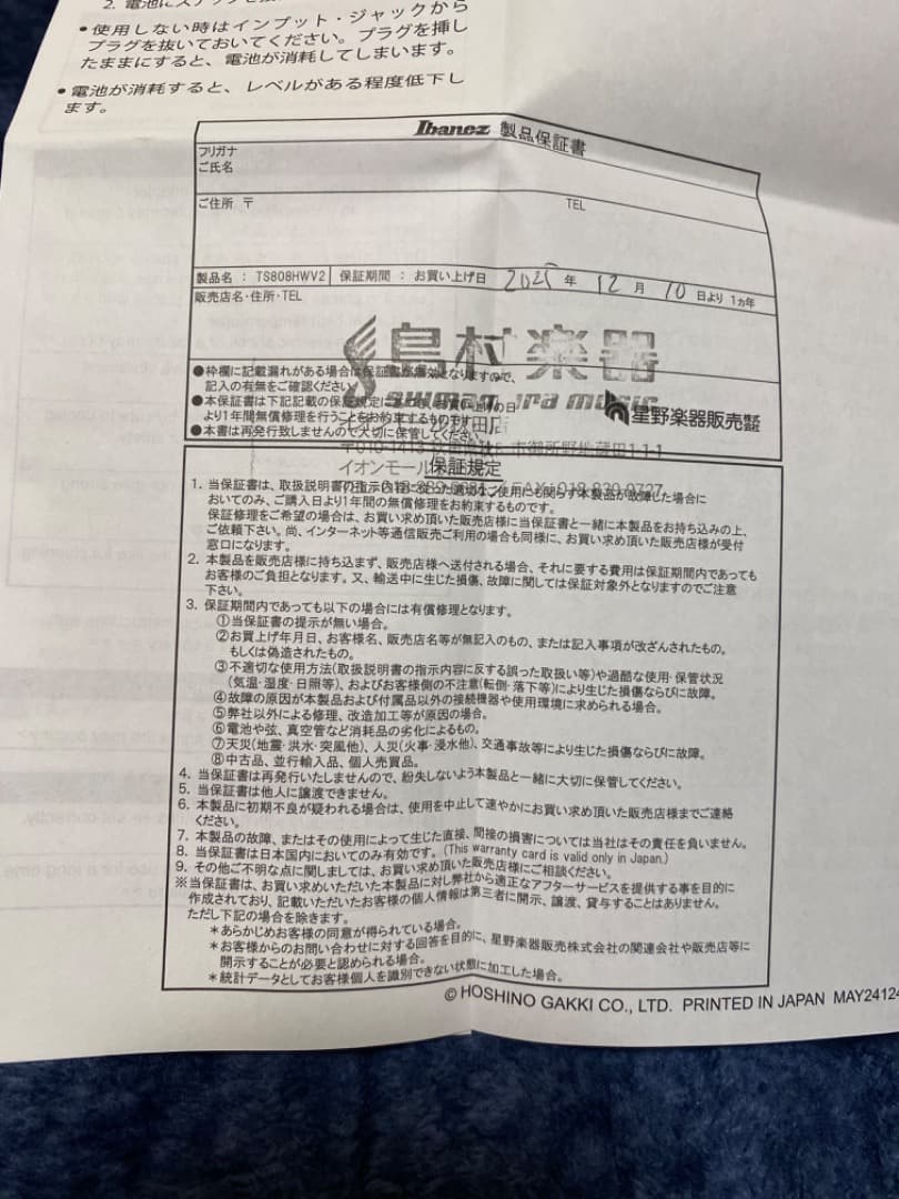 ギター Ibanez TS808 HWV2