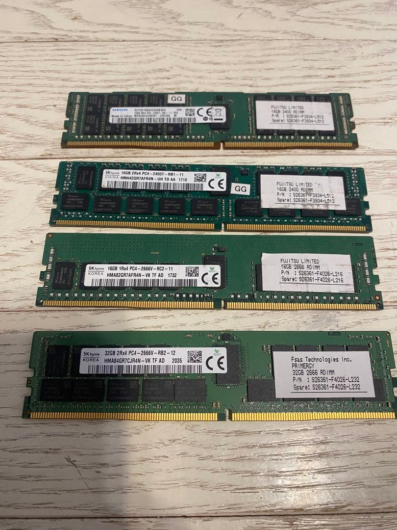 DDR4サーバー用メモリ 32GB1枚 16GB3枚セット