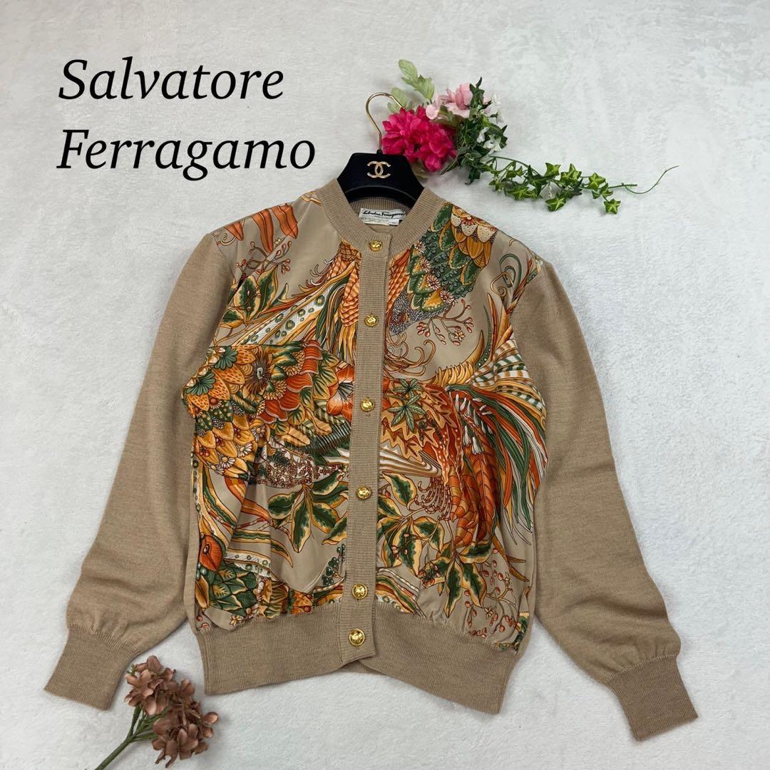 K933 S サルヴァトーレフェラガモ 金ボタン カーディガン レディース