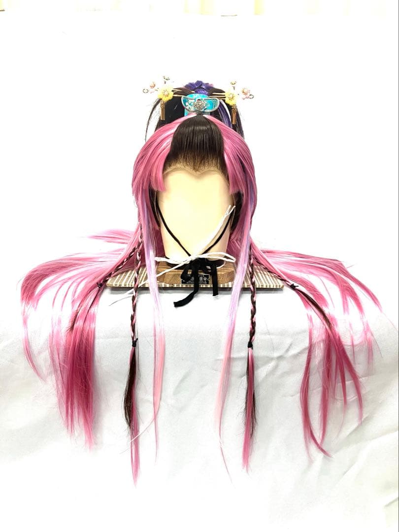 辰巳8号サイズ、ピンク耐熱グラデーションプラス、中古大衆演劇かつら、舞踊かつら