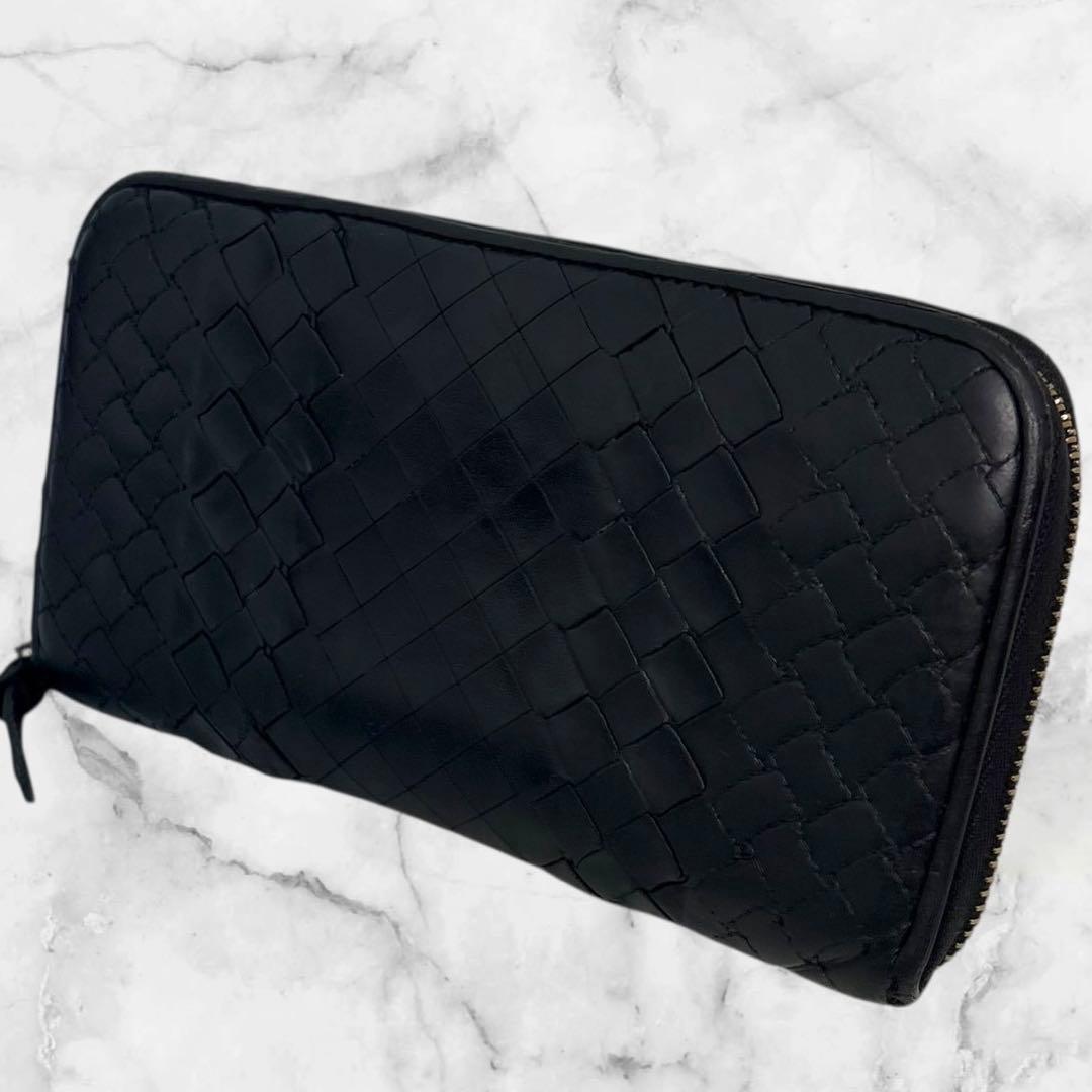 美品✨ 希少 ボッテガヴェネタ イントレチャート　長財布 ラウンドファスナー