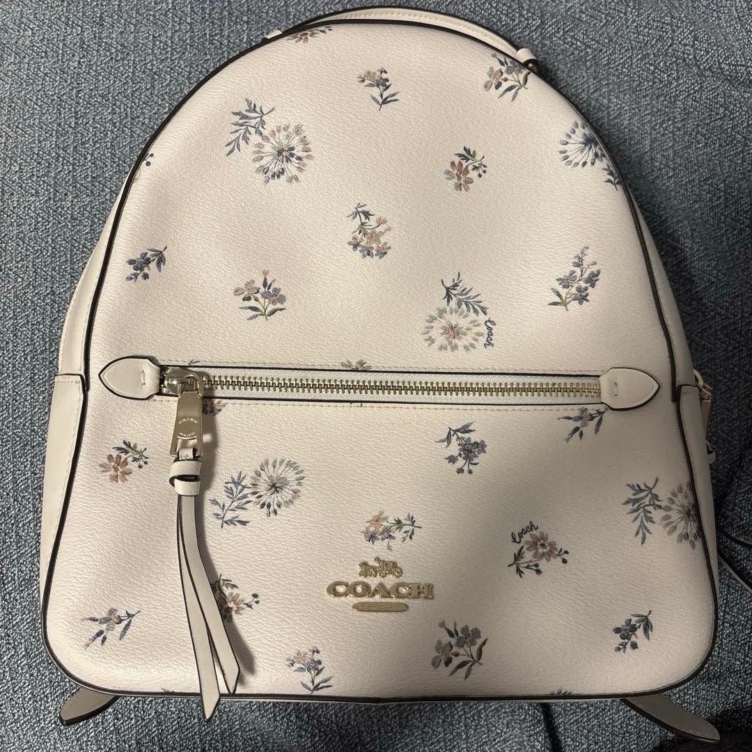 COACH ミニ チャーリー リュックサック 花柄 レザー アイボリー